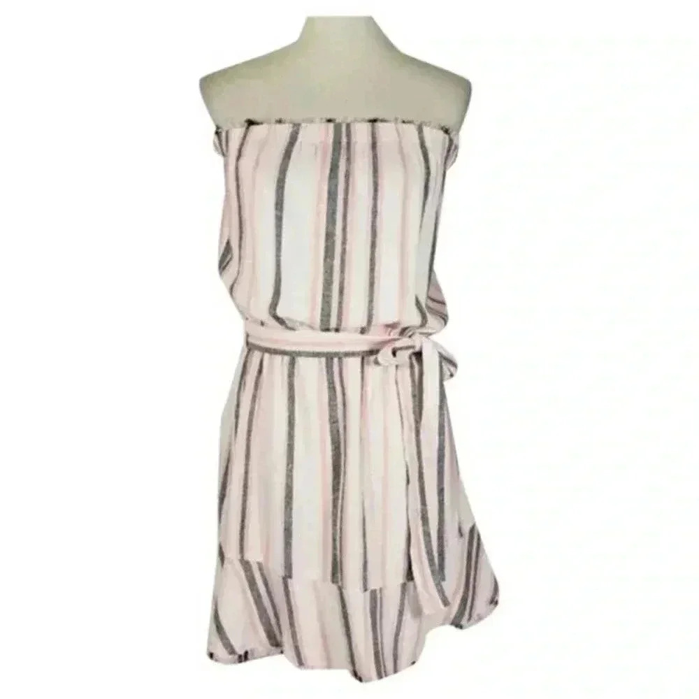 Cloth and Stone Anthropologie Striped Strapless Dress Women's Size, XS Waist Tie